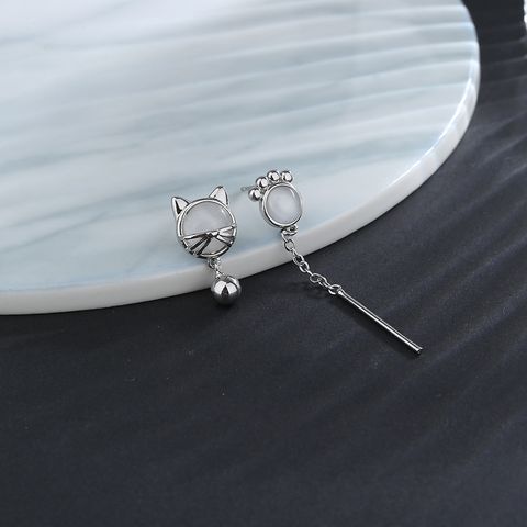 1 Pair Cute Streetwear Cat Inlay Alloy Opal Drop Earrings