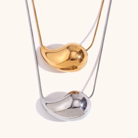Simple Style Solid Color Stainless Steel Titanium Steel Plating Gold Plated Pendant Necklace
