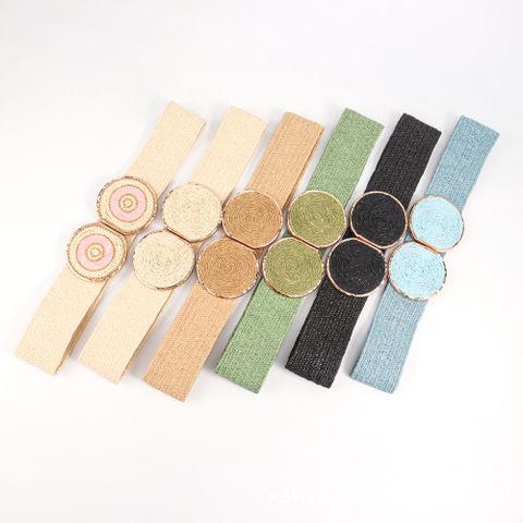 Sweet Solid Color Cotton And Linen Women's Woven Belts