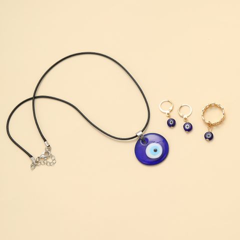 Modern Style Devil's Eye Alloy Women's Rings Earrings Necklace