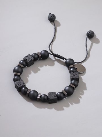 Simple Style Round Stone Gem Beaded Knitting Unisex Bracelets