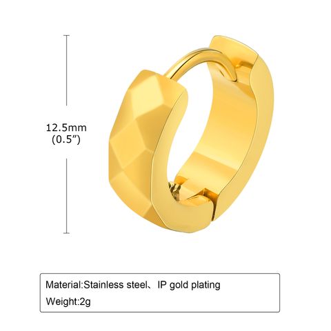 1 Piece Casual Classic Style Solid Color Plating 304 Stainless Steel Hoop Earrings