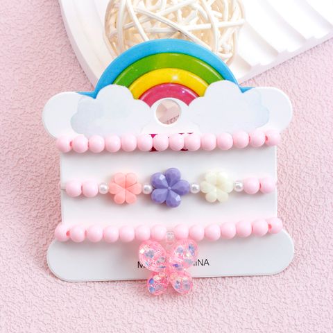 Cute Sweet Flower Butterfly Arylic Plastic Resin Beaded Painted Handmade Girl's Bracelets