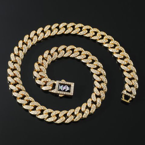 Hip-hop Solid Color Dollar Rhinestones Alloy Wholesale Bracelets Necklace