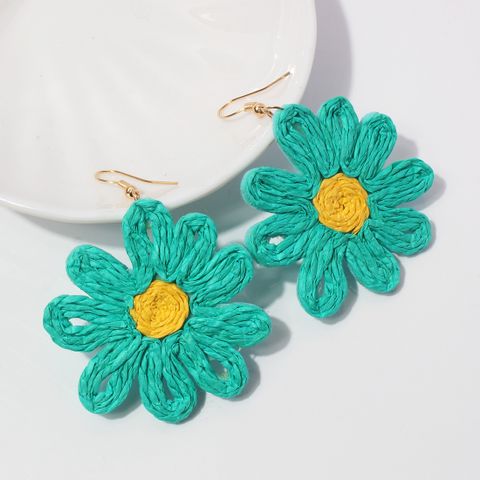 1 Pair Sweet Flower Pu Leather Drop Earrings