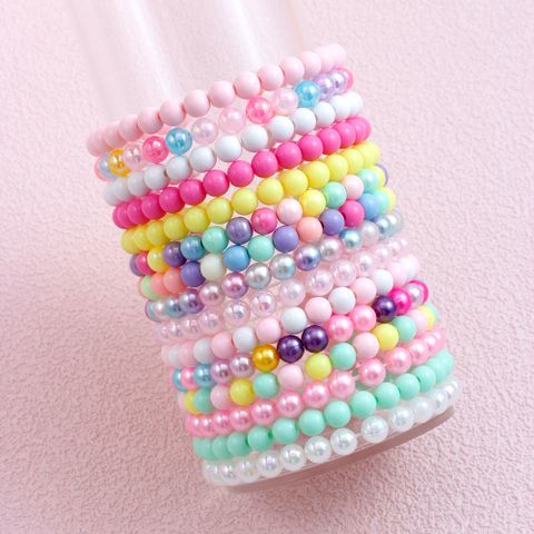 Casual Simple Style Round Beaded Arylic Resin Girl's Bracelets