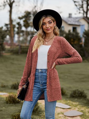 Women's Knitwear Long Sleeve Sweaters & Cardigans Casual Solid Color