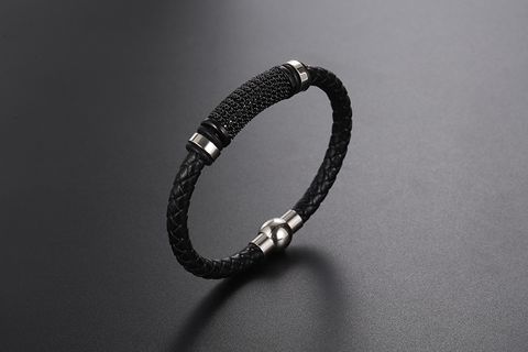 Simple Style Solid Color Titanium Steel Men's Bracelets