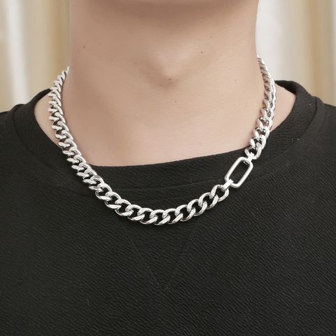 Hip-hop Oval Titanium Steel Polishing Men's Necklace