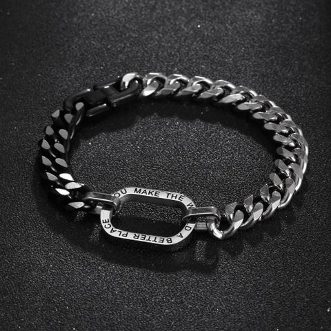 Hip-hop Color Block Titanium Steel Polishing Men's Bracelets