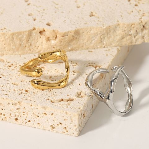 304 Stainless Steel 18K Gold Plated Modern Style African Style Plating Solid Color Open Rings
