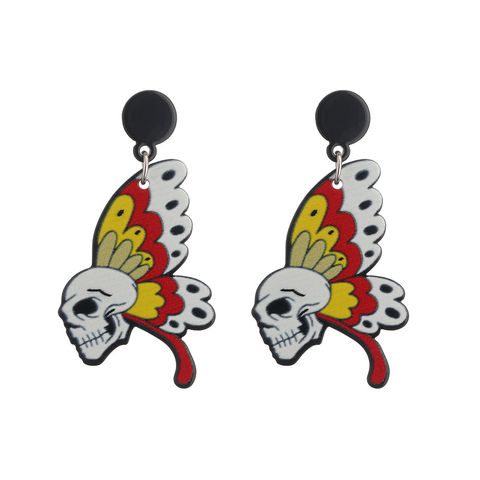 1 Pair Funny Cool Style Skull Ghost Arylic Drop Earrings