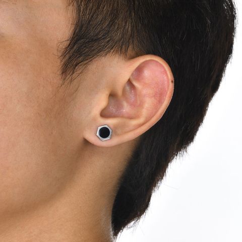 1 Piece Simple Style Hexagon Epoxy 304 Stainless Steel Ear Studs