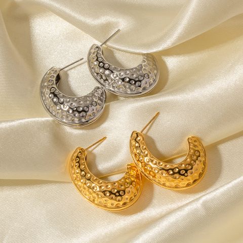 1 Pair Ig Style Simple Style C Shape Plating Stainless Steel 18k Gold Plated Ear Studs