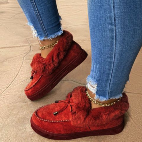 Mujeres Estilo Vintage Color Sólido Punta Redonda Zapatos De Algodón