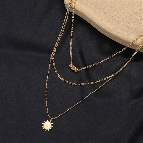 Streetwear Moon Stainless Steel Layered Necklaces