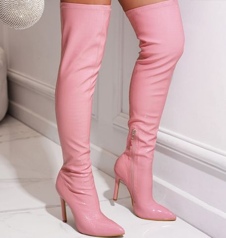 Women's Streetwear Solid Color Point Toe Over-knee Boots