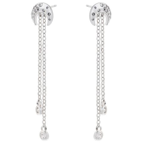 1 Pair Ig Style Elegant Simple Style Star Moon Tassel Plating Inlay Copper Zircon 18k Gold Plated Drop Earrings