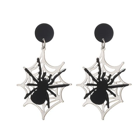 1 Pair Funny Cool Style Halloween Pattern Cat Spider Arylic Drop Earrings