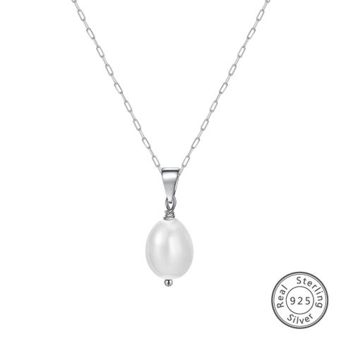 Retro Geometric Freshwater Pearl Sterling Silver Plating Pendant Necklace