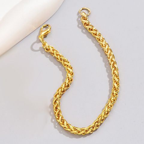 Simple Style Solid Color Alloy Plating Gold Plated Men's Bracelets Necklace