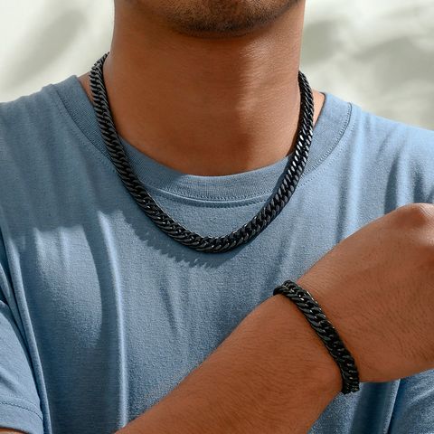 Casual Simple Style Streetwear Solid Color Alloy Men's Bracelets Necklace