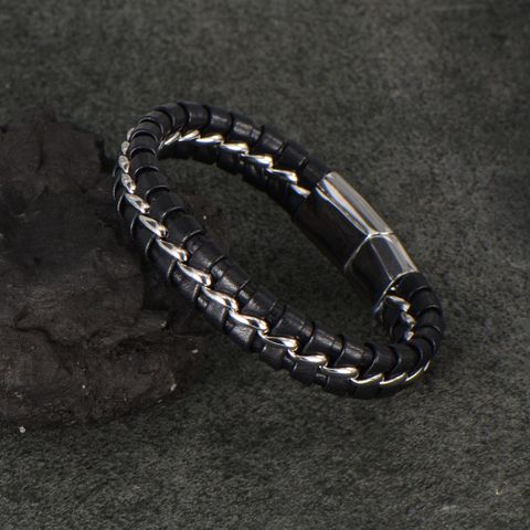 Basic Classic Style Geometric Stainless Steel Rope Handmade Polishing Men'S Bracelets