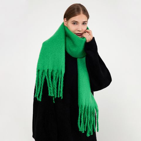 Women's Simple Style Solid Color Polyester Tassel Scarf