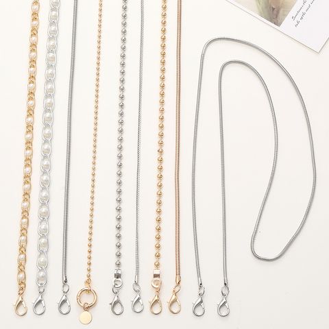 Simple Style Solid Color Metal Pearl Plating Mobile Phone Chain
