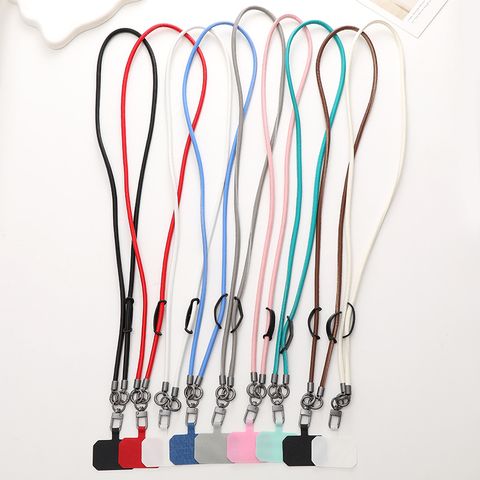 Simple Style Solid Color Pu Leather Knitting Chain Mobile Phone Chain