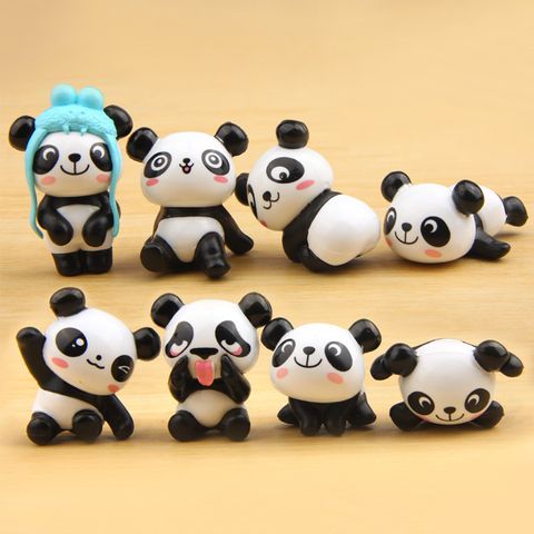 Lindo Panda Plástico Modelado Tres-adornos De Muñeca Pequeños Dimensionales Al Por Mayor