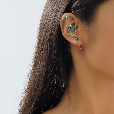 Elegant Vintage Style Streetwear Flower Three-dimensional Inlay Alloy Turquoise Ear Studs