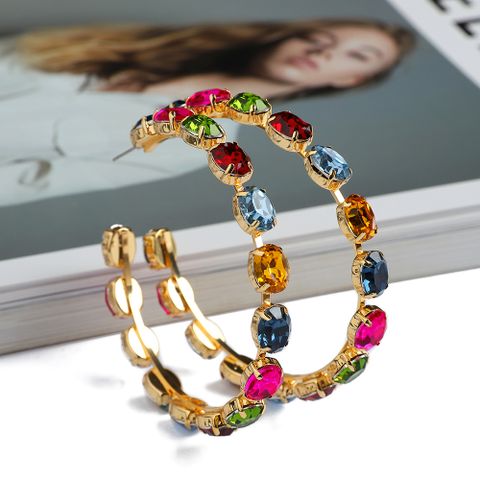 Wholesale Jewelry Retro Exaggerated Semicircle Zinc Alloy Plating Hollow Out Ear Studs