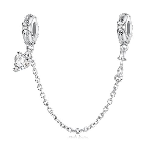 1 Piece Sterling Silver Zircon Beaded Inlay Polished Safety Chain
