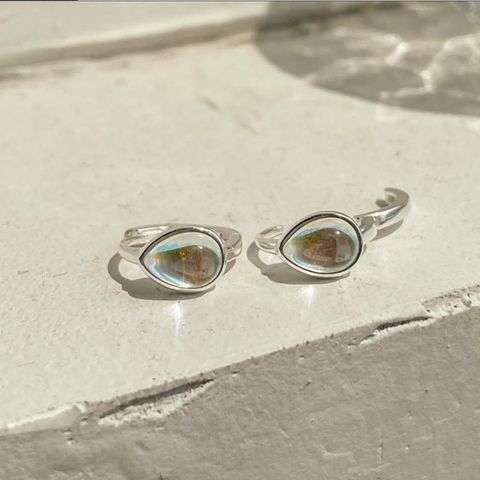 1 Pair Lady Water Droplets Inlay Sterling Silver Artificial Gemstones Earrings
