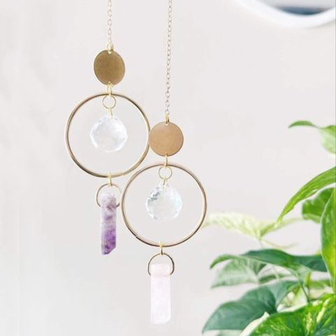 Simple Style Circle Crystal Metal Wind Chime