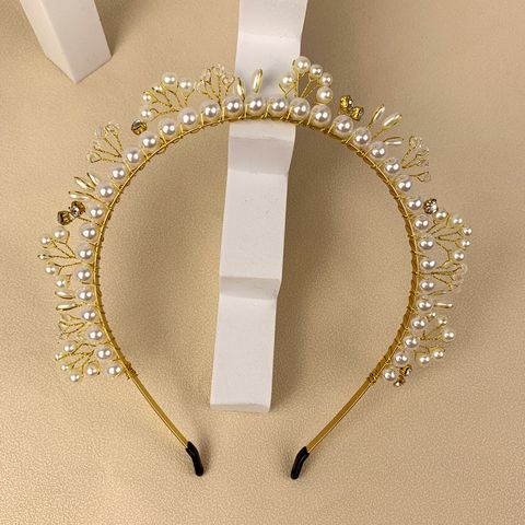 Simple Style Round Artificial Pearl Inlay Pearl Hair Band