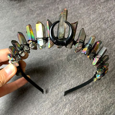 Women's Hip-Hop Retro Square Artificial Crystal Iron Three-dimensional Hair Band