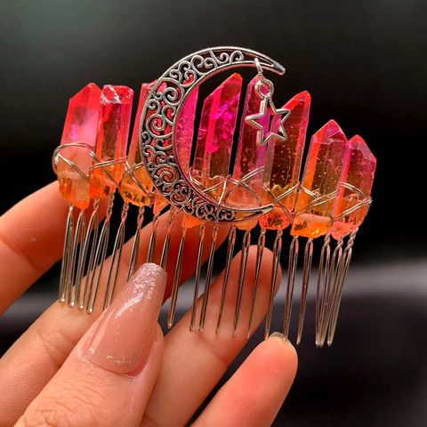 Queen Moon Crown Alloy Crystal Plating Insert Comb