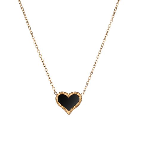 Simple Style Heart Shape Titanium Steel Gold Plated Pendant Necklace In Bulk
