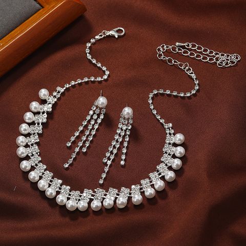 Elegant Glam Lady Tassel Solid Color Alloy Inlay Rhinestones Women's Jewelry Set
