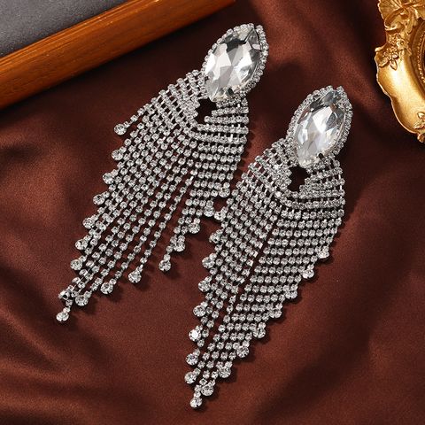 1 Pair Elegant Glam Luxurious Geometric Inlay Alloy Artificial Diamond Drop Earrings