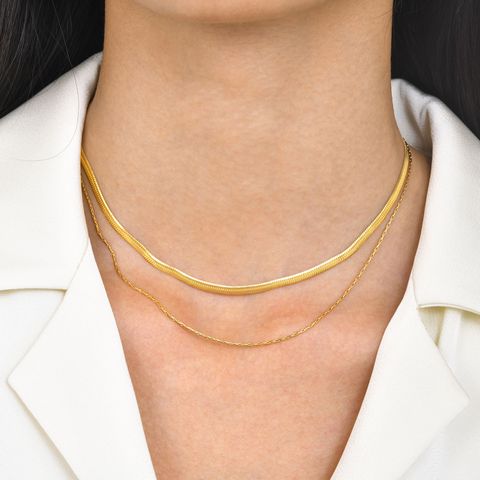 Stainless Steel Gold Plated Simple Style Geometric Layered Necklaces