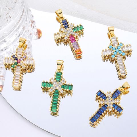 1 Piece Copper Zircon Plating Inlay Polished Pendant