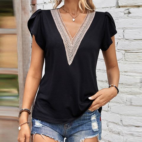 Women's T-shirt Short Sleeve T-shirts Elegant Simple Style Solid Color