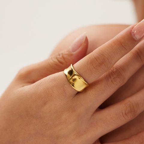 304 Stainless Steel 18K Gold Plated Casual Elegant Modern Style Plating Geometric Open Rings