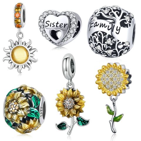Casual Sunflower Sun Zircon Sterling Silver Wholesale Jewelry Accessories