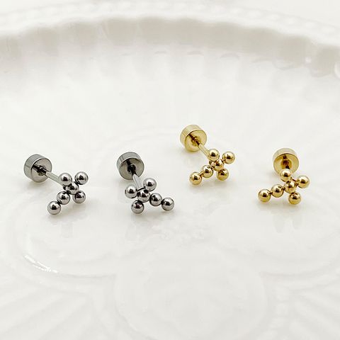 1 Pair Casual Cross Plating 304 Stainless Steel 14K Gold Plated Ear Studs