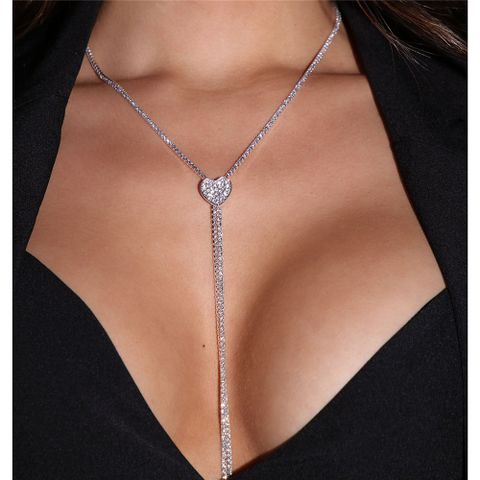 Lady Solid Color Crystal Plating Gold Plated Women's Long Necklace