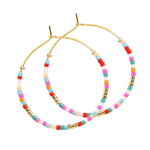 1 Pair Vacation Simple Style Classic Style Circle Plating Beaded Alloy Earrings